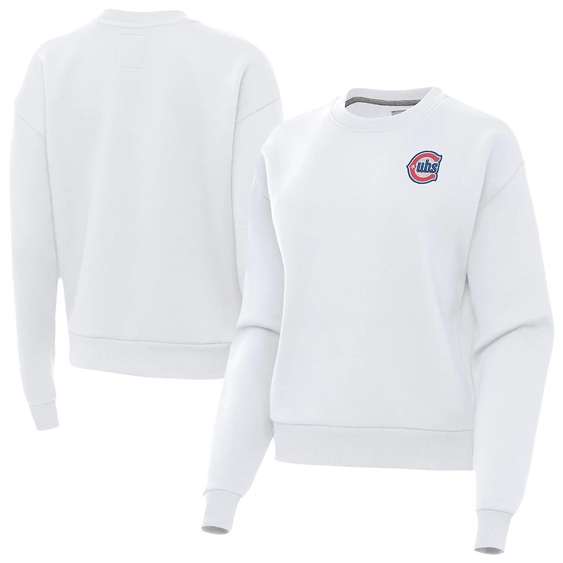 Women's Antigua White Chicago Cubs Alternate Logo Victory Pullover Sweatshirt