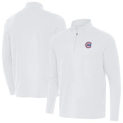 Men's Antigua White Chicago Cubs Alternate Logo Intent Quarter-Zip Pullover