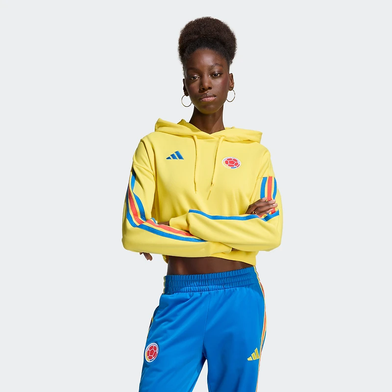 Women's adidas Yellow Colombia National Team FIFA x World Cup Alphaskin Cropped Hoodie