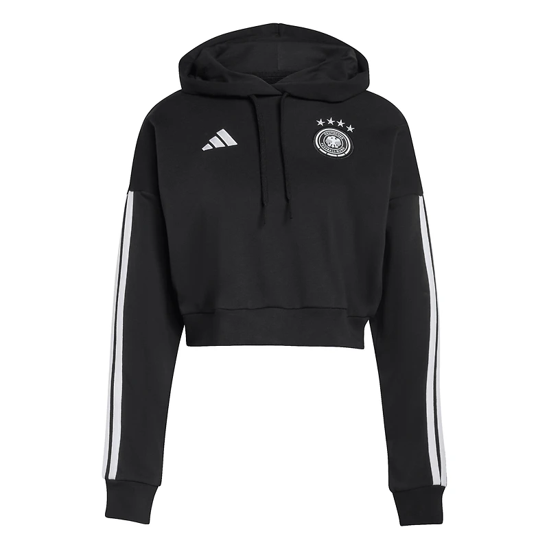 Women's adidas Black Germany National Team Alphaskin Cropped Hoodie