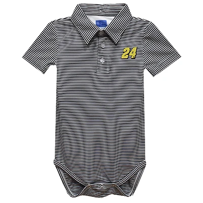 Infant Vive La Fete  Black William Byron Pencil Stripe Polo Bodysuit