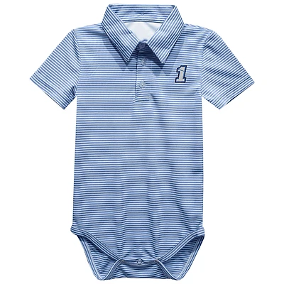 Infant Vive La Fete  Light Blue Ross Chastain Pencil Stripe Polo Bodysuit
