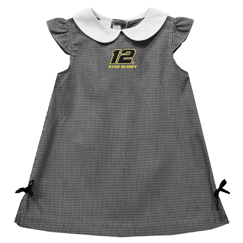 Girls Infant Vive La Fete  Black Ryan Blaney Mini Check Pattern A-Line Dress