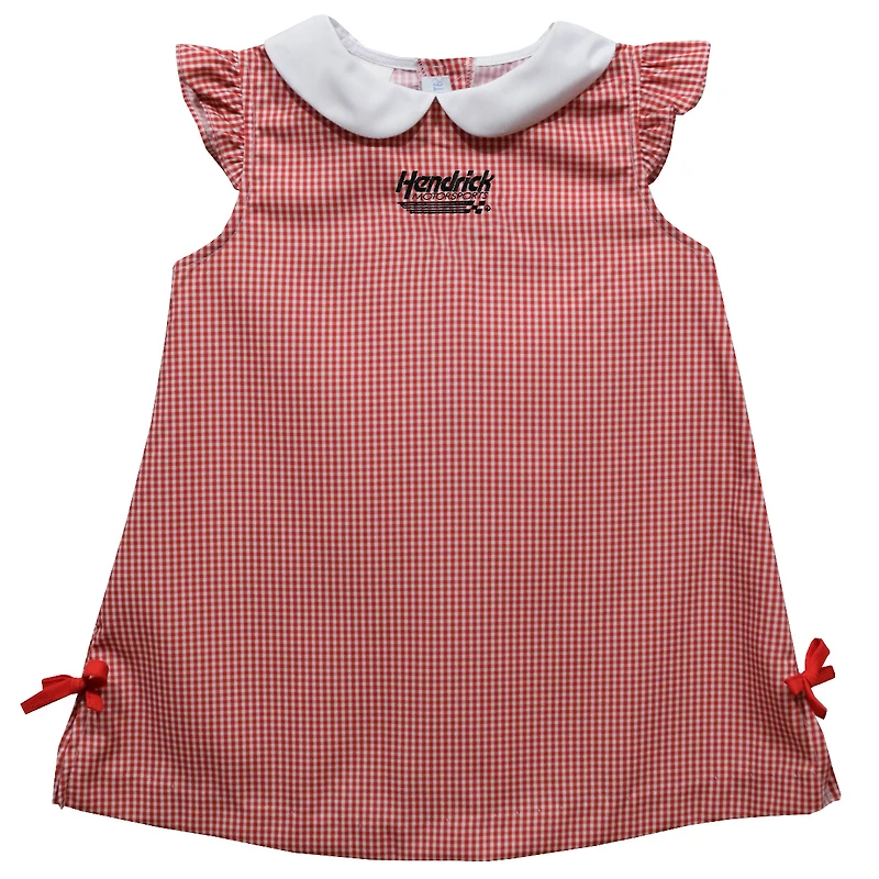 Girls Infant Vive La Fete  Red Hendrick Motorsports Mini Check Pattern A-Line Dress