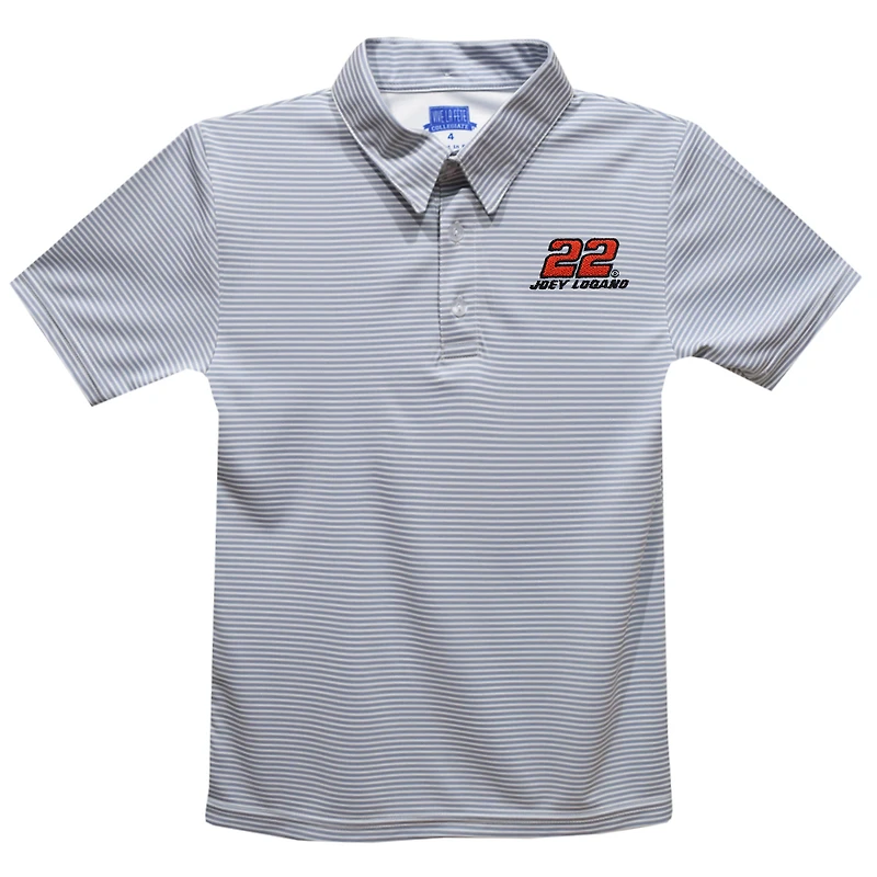 Youth Vive La Fete  Gray Joey Logano Pencil Stripe Polo
