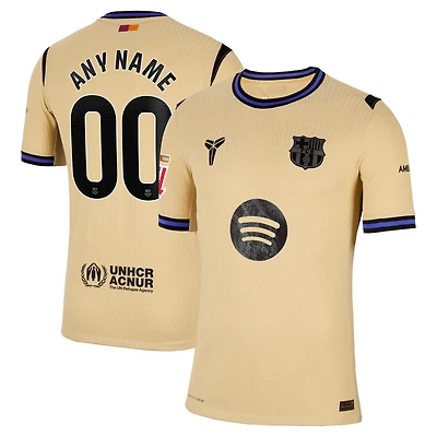 Men's Nike  Gold Barcelona 2025/26 Away Match Authentic Custom Jersey