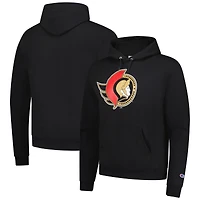 Men's Champion Black Ottawa Senators Primary Logo 1-Hit Pullover Hoodie