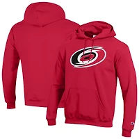 Men's Champion Red Carolina Hurricanes Primary Logo 1-Hit Pullover Hoodie