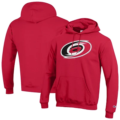 Men's Champion Red Carolina Hurricanes Primary Logo 1-Hit Pullover Hoodie