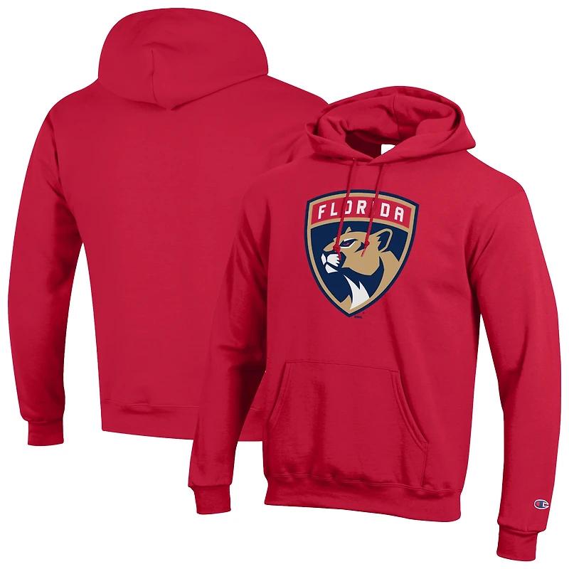 Men's Champion Red Florida Panthers Primary Logo 1-Hit Pullover Hoodie