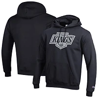 Men's Champion Black Los Angeles Kings Primary Logo 1-Hit Pullover Hoodie