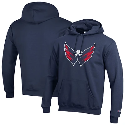 Men's Champion Navy Washington Capitals Primary Logo 1-Hit Pullover Hoodie