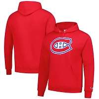 Men's Champion Red Montreal Canadiens Primary Logo 1-Hit Pullover Hoodie