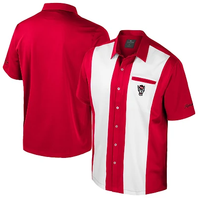 Men's Colosseum Red NC State Wolfpack Strike Bowling Button-Up Shirt