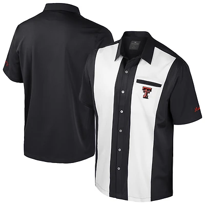 Men's Colosseum Black Texas Tech Red Raiders Strike Bowling Button-Up Shirt