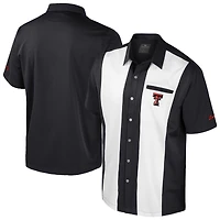 Men's Colosseum Black Texas Tech Red Raiders Strike Bowling Button-Up Shirt
