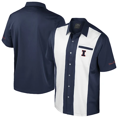 Men's Colosseum Navy Illinois Fighting Illini Strike Bowling Button-Up Shirt