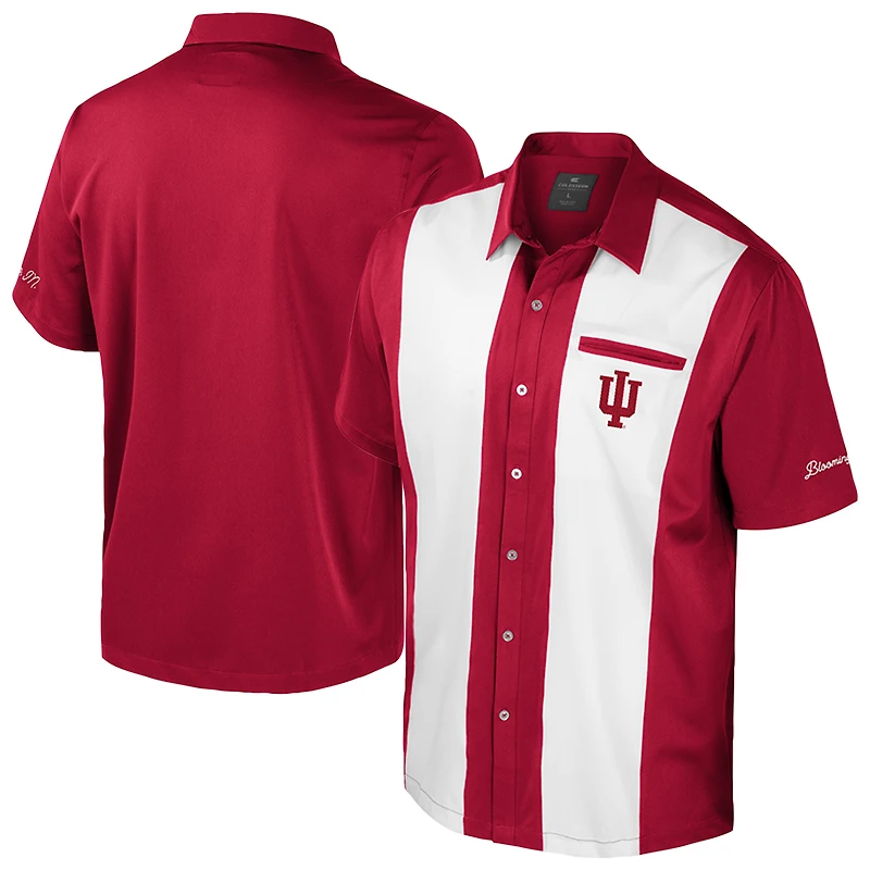 Men's Colosseum Crimson Indiana Hoosiers Strike Bowling Button-Up Shirt