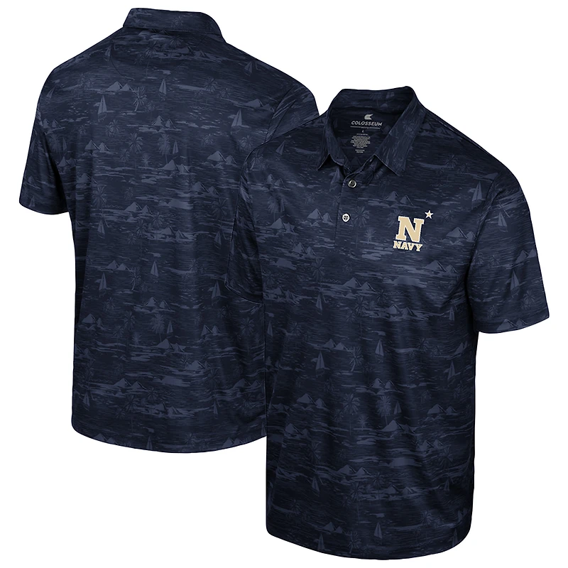 Men's Colosseum Navy Midshipmen Daly Print Polo