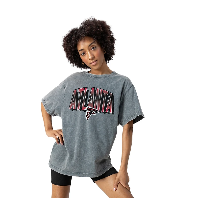 Women's Gameday Couture Gray Atlanta Falcons Peak Performance Oversized Snow Wash T-Shirt