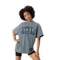 Women's Gameday Couture Gray Indianapolis Colts Peak Performance Oversized Snow Wash T-Shirt