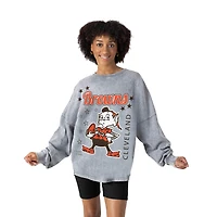 Women's Gameday Couture Gray Cleveland Browns Starbound Oversized Snow Wash Long Sleeve T-Shirt