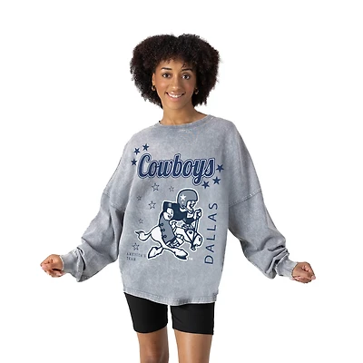 Women's Gameday Couture Gray Dallas Cowboys Starbound Oversized Snow Wash Long Sleeve T-Shirt