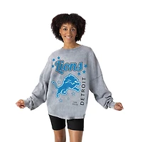 Women's Gameday Couture Gray Detroit Lions Starbound Oversized Snow Wash Long Sleeve T-Shirt
