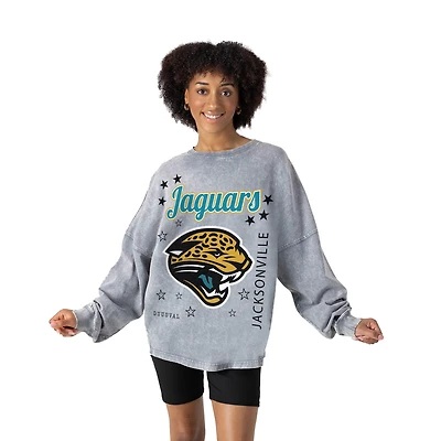 Women's Gameday Couture Gray Jacksonville Jaguars Starbound Oversized Snow Wash Long Sleeve T-Shirt