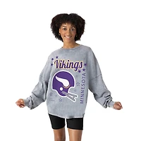 Women's Gameday Couture Gray Minnesota Vikings Starbound Oversized Snow Wash Long Sleeve T-Shirt