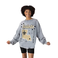 Women's Gameday Couture Gray New Orleans Saints Starbound Oversized Snow Wash Long Sleeve T-Shirt