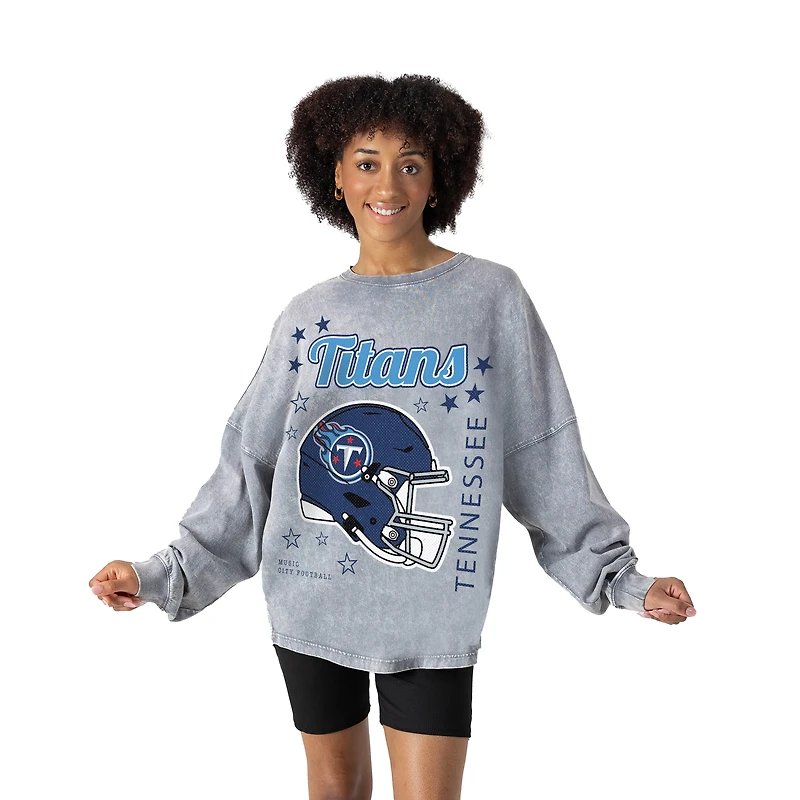 Women's Gameday Couture Gray Tennessee Titans Starbound Oversized Snow Wash Long Sleeve T-Shirt