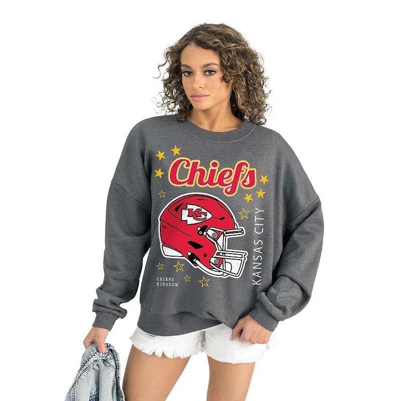 Women's Gameday Couture Gray Kansas City Chiefs Ready to Rumble Premium Fleece Pullover Sweatshirt