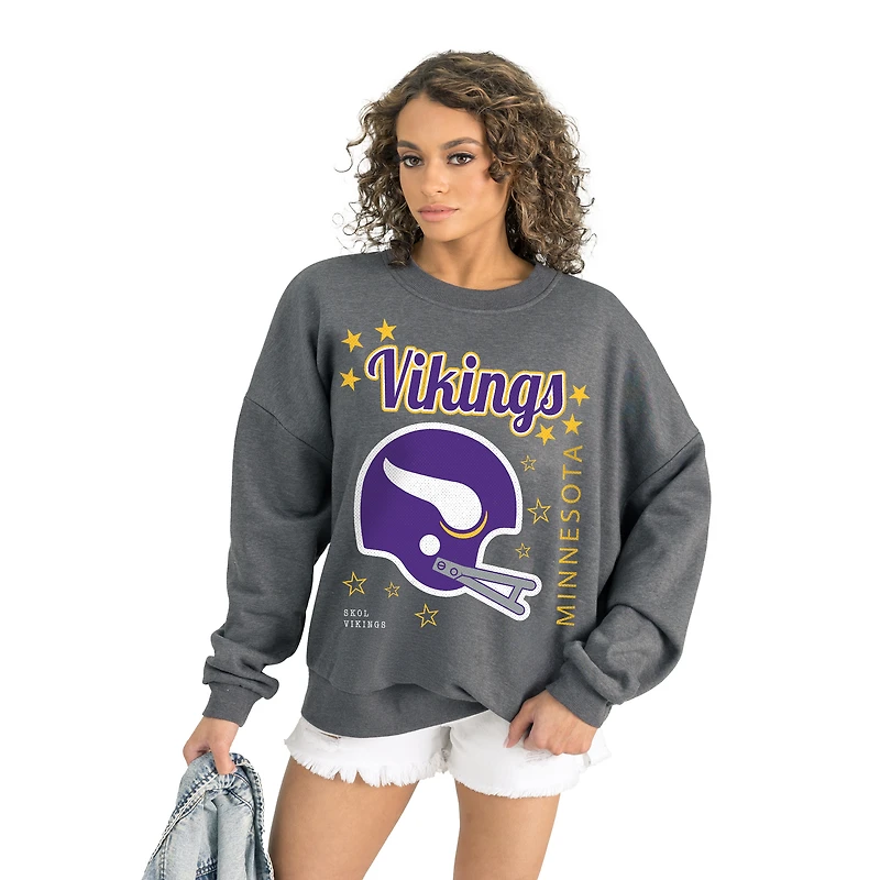 Women's Gameday Couture Gray Minnesota Vikings Ready to Rumble Premium Fleece Pullover Sweatshirt