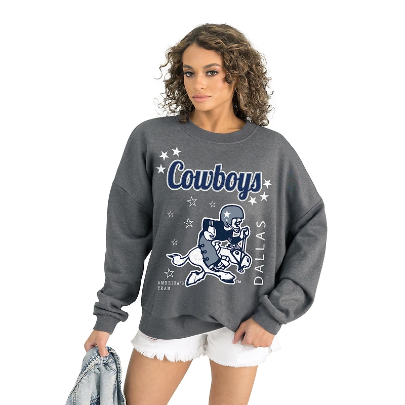 Women's Gameday Couture Gray Dallas Cowboys Ready to Rumble Premium Fleece Pullover Sweatshirt