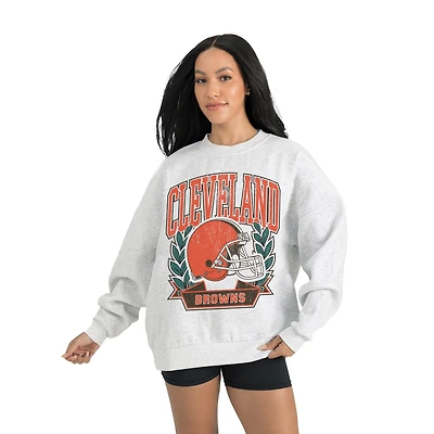 Women's Gameday Couture Gray Cleveland Browns Heritage Premium Fleece Pullover Sweatshirt