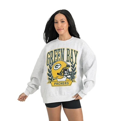 Women's Gameday Couture Gray Green Bay Packers Heritage Premium Fleece Pullover Sweatshirt