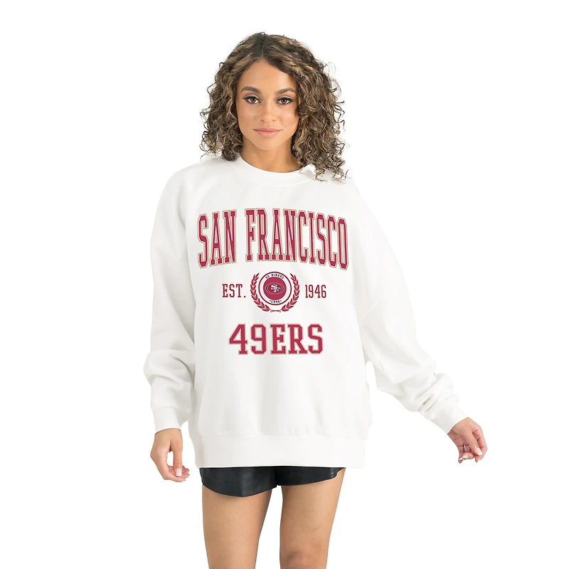 Women's Gameday Couture White San Francisco 49ers Timeless Triumph Premium Fleece Pullover Sweatshirt