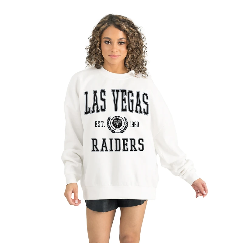 Women's Gameday Couture White Las Vegas Raiders Timeless Triumph Premium Fleece Pullover Sweatshirt