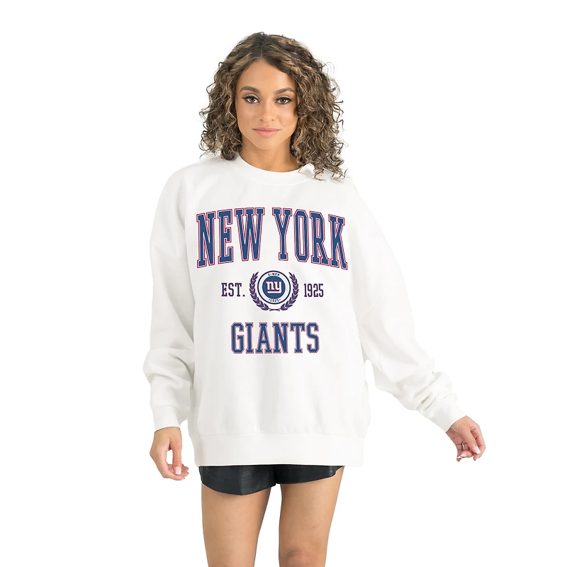 Women's Gameday Couture White New York Giants Timeless Triumph Premium Fleece Pullover Sweatshirt