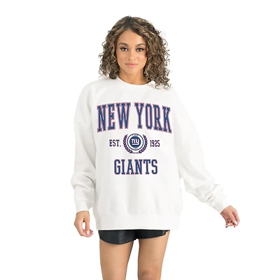 Women's Gameday Couture White New York Giants Timeless Triumph Premium Fleece Pullover Sweatshirt