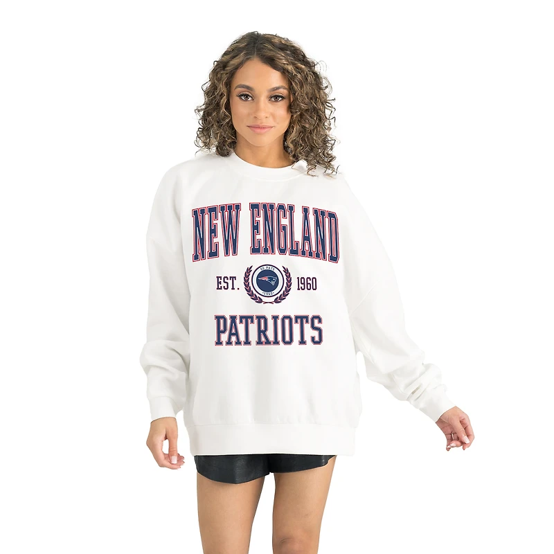 Women's Gameday Couture White New England Patriots Timeless Triumph Premium Fleece Pullover Sweatshirt
