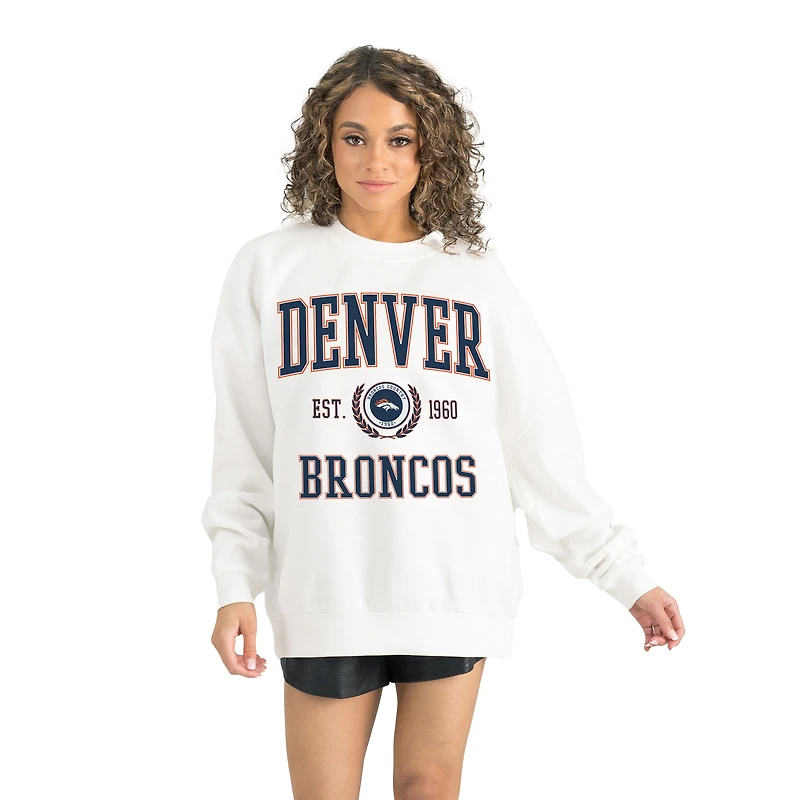 Women's Gameday Couture White Denver Broncos Timeless Triumph Premium Fleece Pullover Sweatshirt