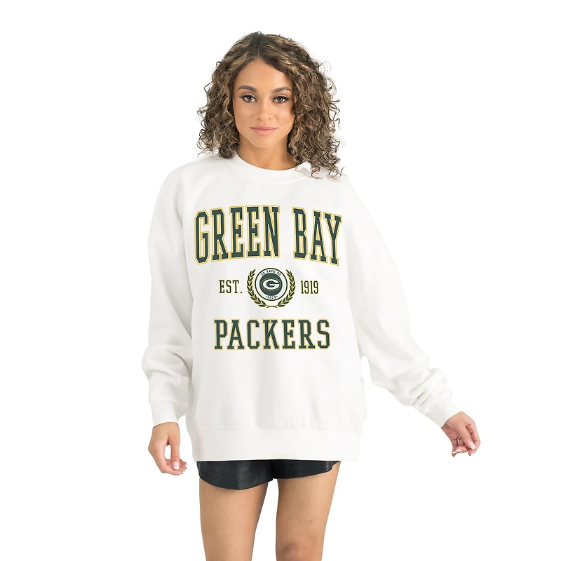 Women's Gameday Couture White Green Bay Packers Timeless Triumph Premium Fleece Pullover Sweatshirt