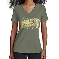 Women's Starter Green Athletics Fireworks Team Name V-Neck T-Shirt