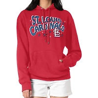 Women's Starter Red St. Louis Cardinals Fireworks Fleece Tri-Blend Pullover Hoodie