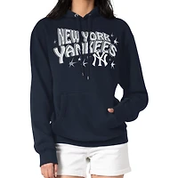 Women's Starter Navy New York Yankees Fireworks Fleece Tri-Blend Pullover Hoodie