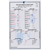 New York Yankees Game-Used Lineup Card vs. Detroit Tigers on April 7, 2025