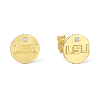 FanDrip LSU Tigers 14K Gold-Plated Diamond Accent Stud Earring