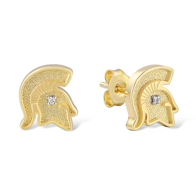 FanDrip Michigan State Spartans 14K Gold-Plated Diamond Accent Stud Earring